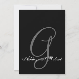 Custom Black Wedding Invitation Monogram Names Einladung