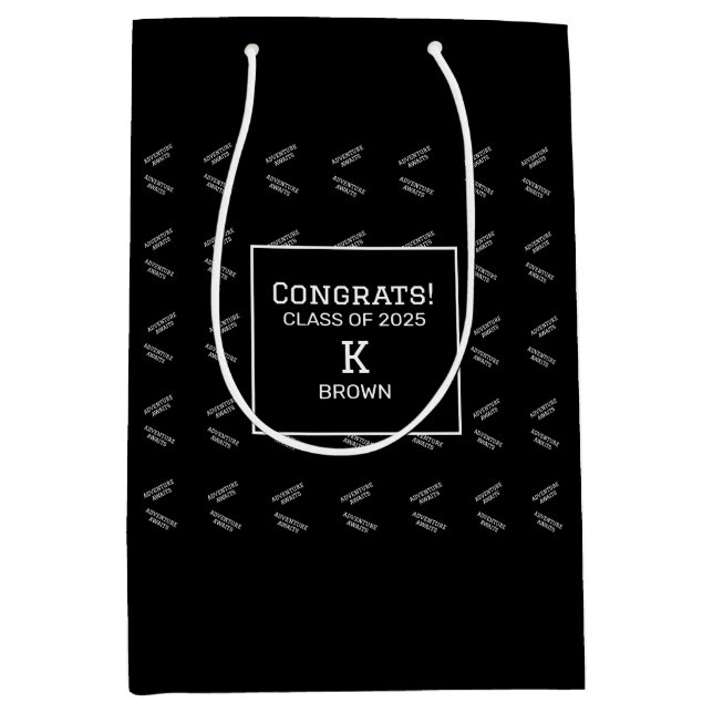 Custom Black/White Abschluss Geschenktasche Mittlere Geschenktüte (Vorderseite)