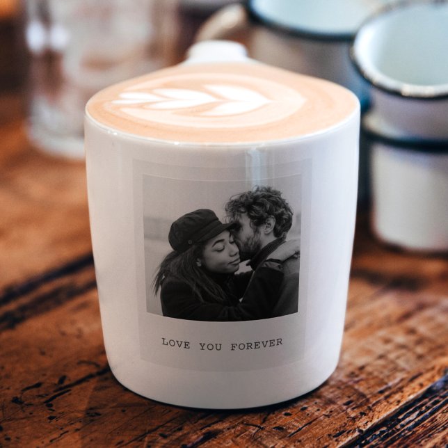 Custom Black & White Photo Mug – Love You Forever Espressotasse (Von Creator hochgeladen)