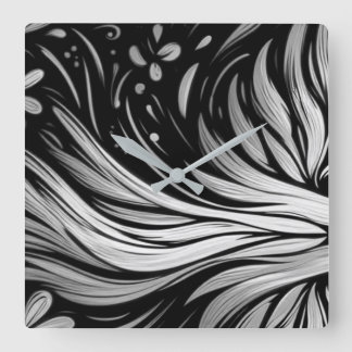 Custom Black + White Square Living Room Wall Clock Quadratische Wanduhr