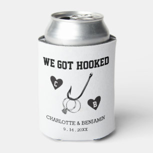 Custom Black & White Wir Got Hooked Wedding Dosenkühler