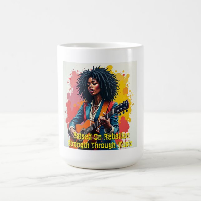 Custom Black Woman Gitarrist Art Inspiration Kaffeetasse (Mittel)