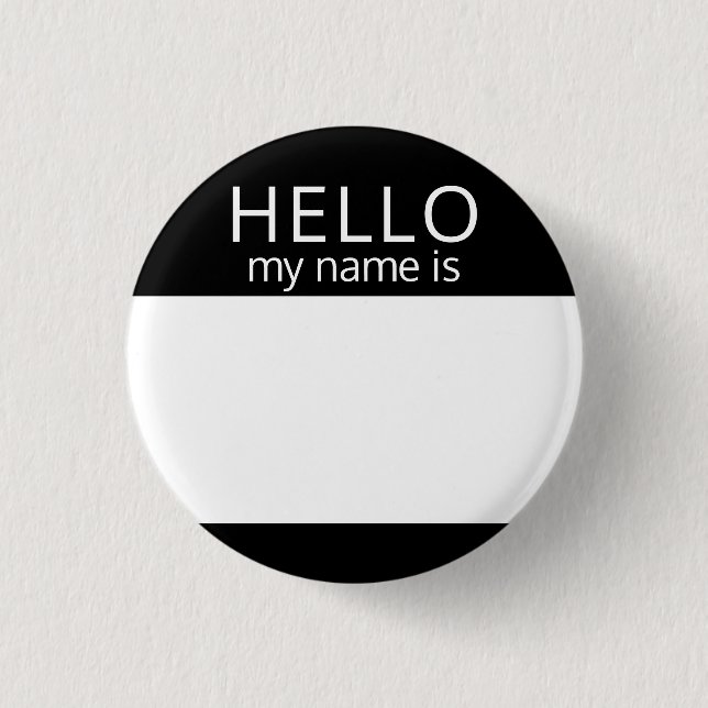 Custom Blank HELLO Mein Name ist Abzeichen Button (Vorderseite)