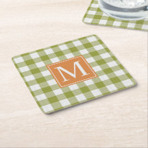 Custom Blätter Green Pumpkin Orange Gingham Patter