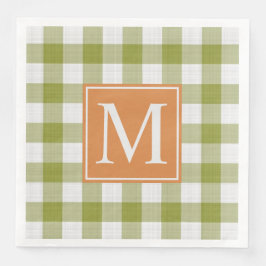 Custom Blätter Green Pumpkin Orange Gingham Patter Serviette
