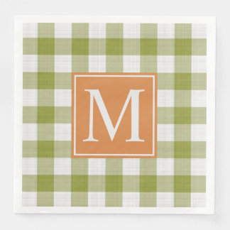 Custom Blätter Green Pumpkin Orange Gingham Patter Serviette