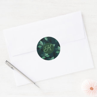 CUSTOM-Blätter Monogramm Anfangsaufkleber Runder Aufkleber