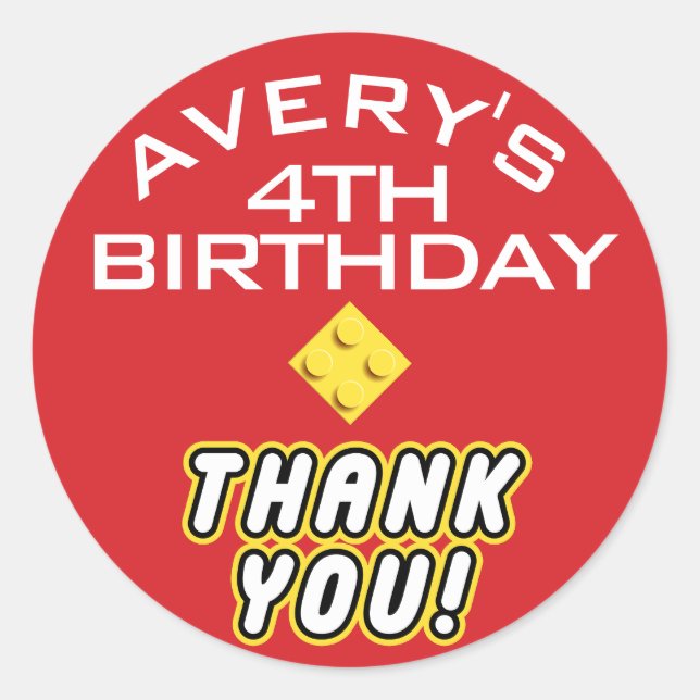 Custom BLOCK PARTY Bunte Steine Vielen Dank Runder Aufkleber (Vorderseite)