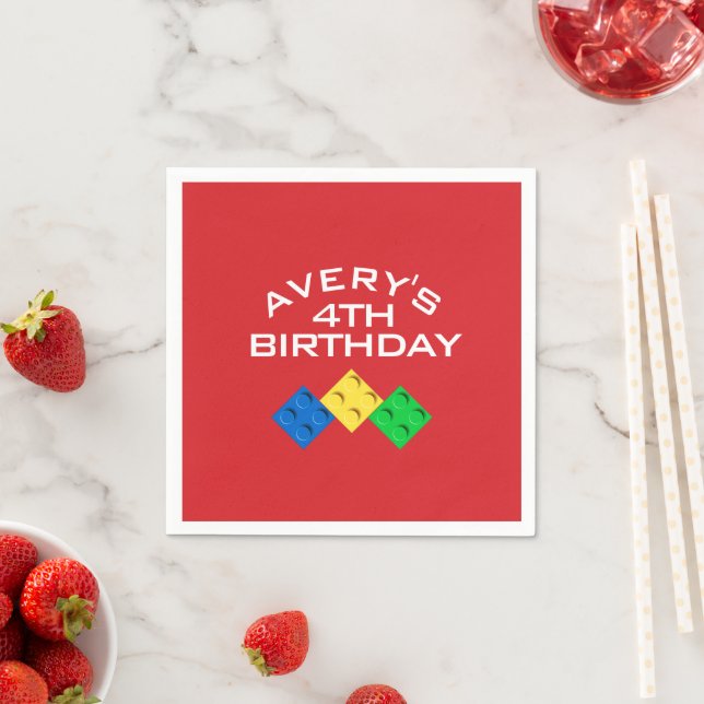 Custom BLOCK PARTY Colorful Bricks Thank You Serviette (Beispiel)