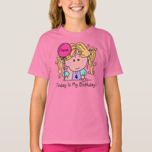 Custom Blond Girl mit Ballon Geburtstag T - Shirt