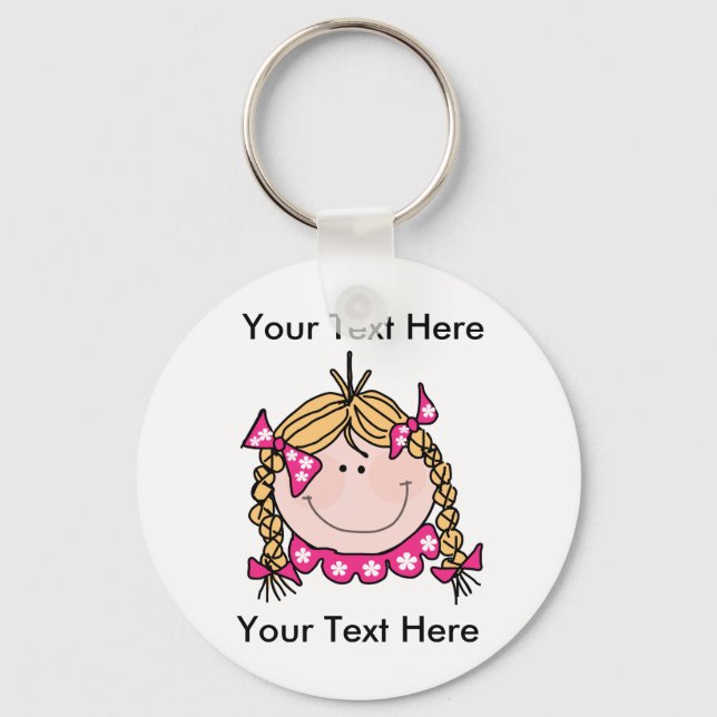 Custom Blonde Hair Girl Schlüsselanhänger (Vorderseite)
