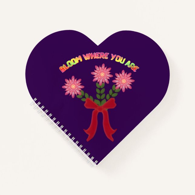 Custom Bloom Where You Are Spring Floral Gift Notizbuch (Vorderseite)