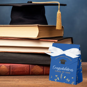 Custom Blue 2025 Abschluss Gold Streamers Party Geschenkschachtel