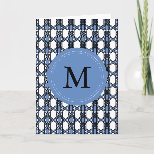 Custom Blue Abstrakt Scarab Muster Monogram (Vorderseite)