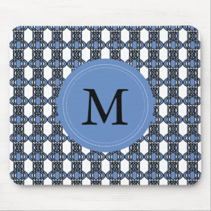 Custom Blue Abstrakt Scarab Muster Monogram Mousepad