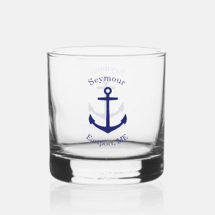 Custom Blue Anchor Emblem Whiskyglas
