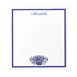 Custom Blue and White Floral Blue Border Notepad Notizblock
