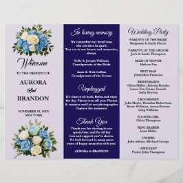Custom Blue and White Floral Wedding Program