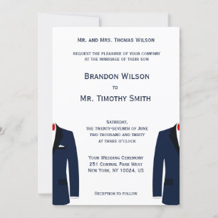 Custom Blue and White Gay Wedites lädt ein Einladung