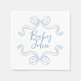 Custom Blue Baby Bow Baby Showdusche Napkins Serviette
