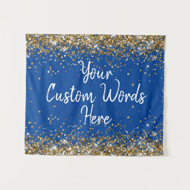 Custom Blue Background Birthday Party Foto Stand Wandteppich (Vorderseite (Horizontal))