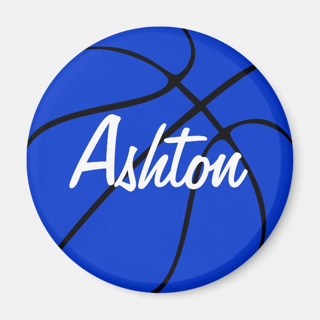 Custom Blue Basketball Round Kühlschrankmagnet (Vorne)