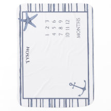 Custom Blue Beach Baby Meilenstein Blanket