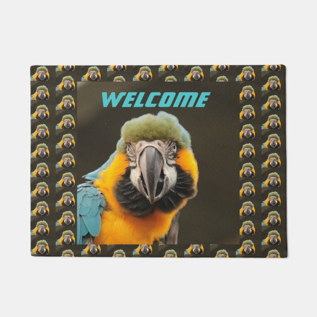 Custom Blue Bird Door Mat Fußmatte (Vorderseite)