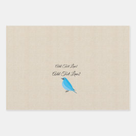 Custom Blue Bird Tanager Watercolor Linen Vintag Geschenkpapier Set