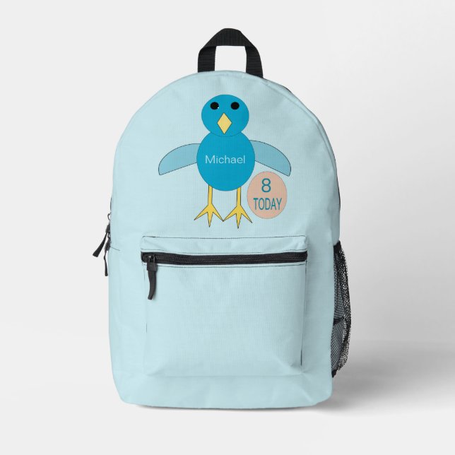 Custom Blue Birthday Boy Chick Bedruckter Rucksack (Vorderseite)