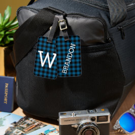 Custom Blue Black Buffalo Lumberjack Muster Gepäckanhänger