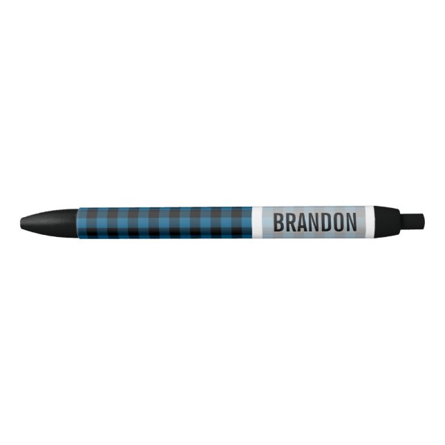 Custom Blue Black Buffalo Lumberjack Muster Kugelschreiber (Vorderseite)