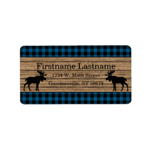 Custom Blue Black Country Karo Kariertes Muster Adressaufkleber