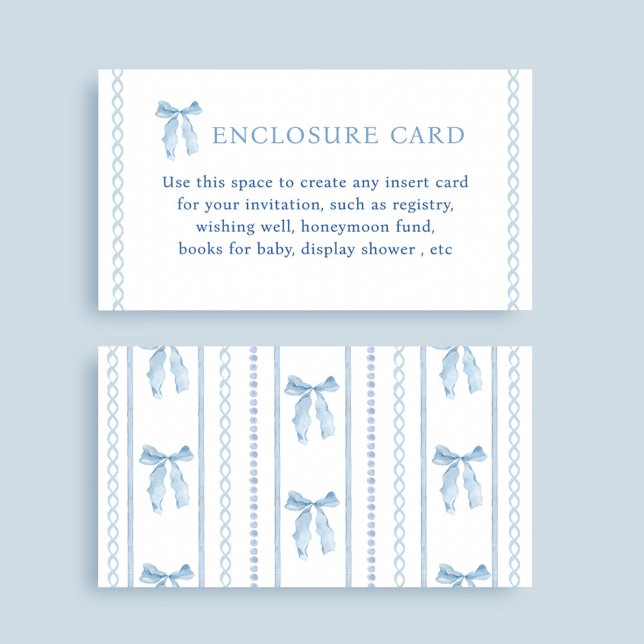 Custom Blue Bow Boy Baby Dusche Begleitkarte (Von Creator hochgeladen)