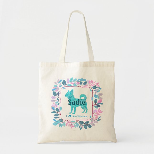 Custom Blue Chihuahua Tote Bag Photo Personalized (Devant)