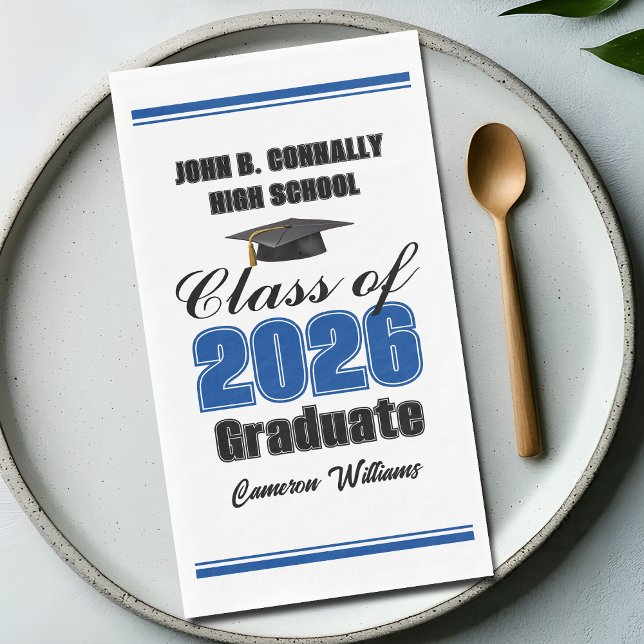 Custom Blue Class of 2026 Graduation Party Serviette (Von Creator hochgeladen)