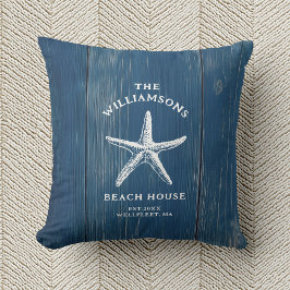 Custom Blue Coastal Starfish Beach House Kissen