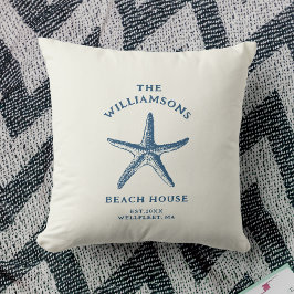 Custom Blue Coastal Starfish Beach House Kissen