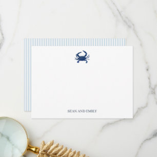 Custom Blue Crab Painting Stationary Dankeskarte