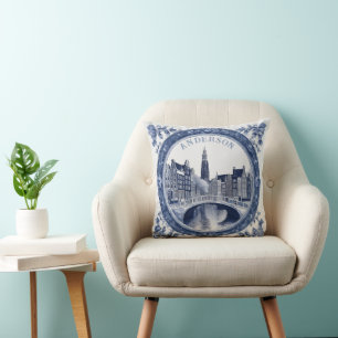 Custom Blue Delft Amsterdam Souvenir Kissen