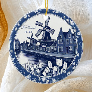 Custom Blue Delft Holland Souvenir Keramik Ornament