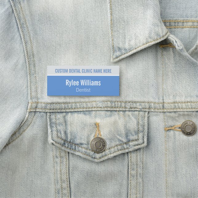 Custom Blue Dentist Namensschild (Beispiel)