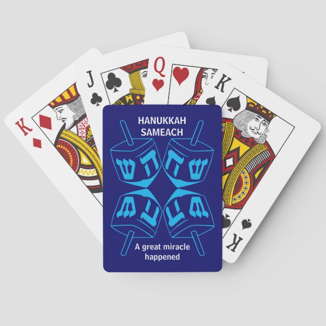 Custom Blue Dreidel Hanukkah Spielkarten (Rückseite)