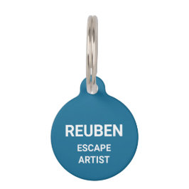 Custom Blue Escape Artist Dog, Pun Funny Haustiermarke