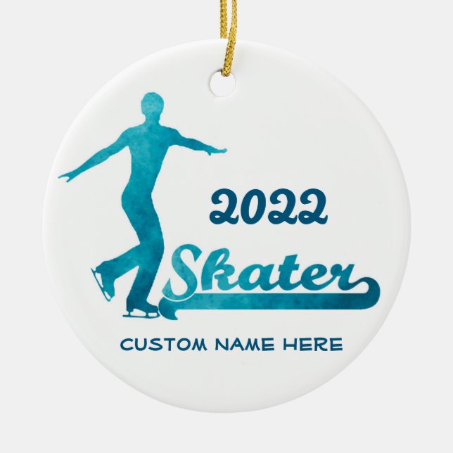 Custom Blue Figure Skaten Ornament 2016 (Vorne)