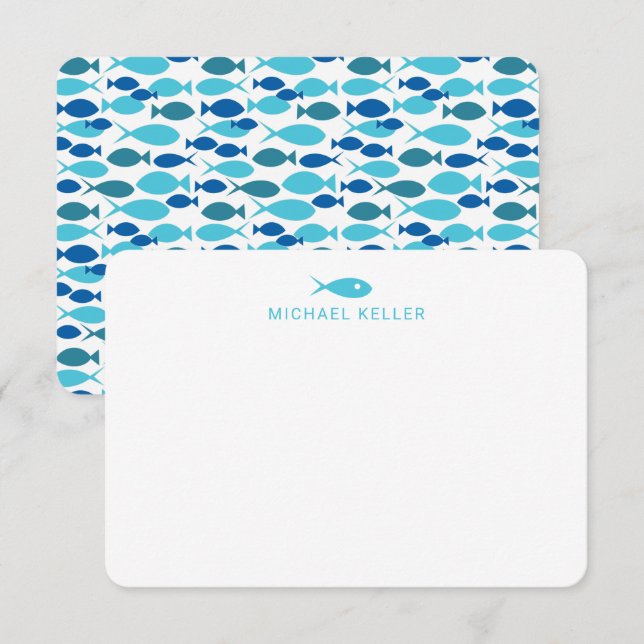 Custom Blue Fish Mitteilungskarten (Vorne/Hinten)