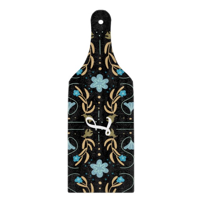 Custom Blue Floral Folk Art Charter Schneidebrett (Vorderseite)