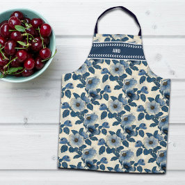 Custom Blue Floral Gold Glitzer Japanisch Ukiyo-e Schürze