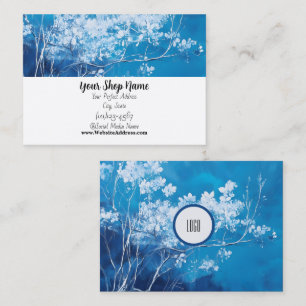 Custom Blue Floral Standard, 3,5" x 2,0" Business Visitenkarte