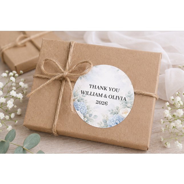Custom Blue Floral Wedding Sticker (Von Creator hochgeladen)